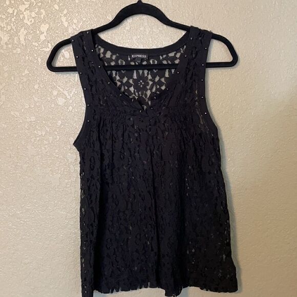 Express black lace studded tanktop size M - Picture 2 of 7